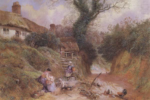 Myles Birket Foster,RWS Lane Scene at Hambleden (mk46)_ china oil painting image